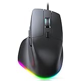 seenda Maus mit Kabel und Daumenauflage, Kabelgebundene Maus Beleuchtet mit 4 Lichteffekt, Ergonomische Maus mit DPI 6400, 7 Tasten, RGB Mouse für PC, Laptop, Gaming, Schw