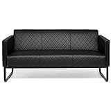 hjh OFFICE Lounge-Sofa 3-Sitzer Aruba Black Kunstleder Polstersofa Couch modern mit Metallgestell, 159 x 78 x 71 cm, Schw