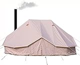 Sport Tent-4-Jahreszeiten Campingzelt Baumwoll Canvas Jurtenzelt mit Stehhöhe Rohrentlüftung wasserdicht Familienzelt 6m 3 Türen Luxus Hauszelt beig