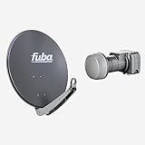 Fuba Sat Anlage 2 Teilnehmer | Satellitenschüssel Komplettset - DAA 650 A Sat-Schüssel 60x65cm Alu anthrazit + Fuba DEK 217 Twin LNB 2 Teilnehmer (DVB-S2, HDTV, UHD 4K/8K, 3D) mit LTE-Stö