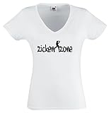 Black Dragon - T-Shirt Damen - Party - Funshirt - Fasching - Freizeit V-Ausschnitt Weiss - Zickenzone - XL