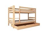 Etagenbett Kinderbett MARK 200x90 cm mit Zusatzbettkasten Buchenholz massiv N