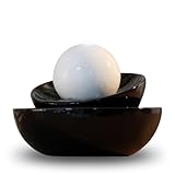 Zen'Light Zen Flow Zimmerbrunnen mit LED-Beleuchtung, aus Keramik, schwarz/weiß, 23 x 23 x 18