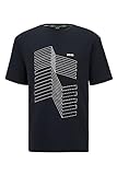 BOSS Herren Tee 6 Relaxed-Fit T-Shirt aus Stretch-Baumwolle mit Logo-Artwork Dunkelblau L