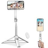 FANTCOO Magnetischer Selfie-Stick, 71,1 cm, ausziehbares Handy-Stativ mit Fernbedienung, tragbares Handy-Stativ für iPhone 14 13 12 11 Serie und alle Smartphones (weiß)