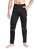 INBIKE Fahrradhose Herren Winter Lang Laufhose Reißverschluss Tasche Outdoorhose Winddicht Aus Fleece MTB Hose Radhose Fahrrad Moutainbike Joggen Laufen Wandern Schwarz XL