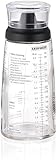 Leifheit Dressing Shaker, hochwertige Glasflasche mit verschiedenen Rezepten für Salatdressings, Messbecher mit tropffreien Ausguss, spülmaschinengeeigneter Dressingb