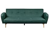 3-Sitzer Sofa Stoffbezug grün mit Schlaffunktion Holzbeine Schlafsofa F