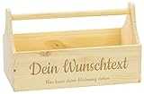 LAUBLUST Geschenkkorb Holz Personalisiert - Präsentkorb mit Wunsch-Gravur - 6 Schriftarten - ca. 34x18x20cm, N