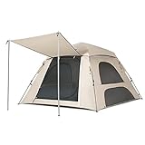 Zelte für Camping, 3-Personen-Pop-Up-Zelt mit wasserdichter Schicht, Familienzelt mit Veranda und 4 Netzfenstern, zusammenklappbare Strandzelte für Erwachsene und Kinder, schnell aufzubauen, H