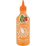Flying Goose Sriracha Mayoo Sauce - Mayonnaise, würzig scharf, orange Kappe, Würzsauce aus Thailand, 1er Pack (1 x 455 ml)
