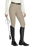 WILLIT Reitleggings Damen Reithose Silikon Vollbesatz High Waist Stretch Reithose mit Reißverschlusstasche Gürtelschlaufen Khaki L
