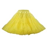 Tüllrock Damen Karneval Kostüm Tüllrock 50er 60er Tütü Rock Petticoat Unterrock Tütü Minirock Tanzkleid Fancy Kostüm Dress für Karneval Party Kostüm Cosplay (Yellow, M)