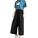 SUICRA Damenhose Pants Women Wide Leg Trousers Leisure Daily Steetwear Womens Korean Style Solid All-Match Simple Trendy (Size : L)