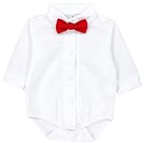 TupTam Jungen Baby Hemd-Body Langarm mit Kragen, Farbe: Weiß/Rote Fliege, Größe: 86