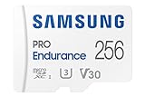 Samsung PRO Endurance microSD-Karte + SD-Adapter, 256 GB, Für Videoüberwachungssysteme, Dashcams und Bodycams,UHS-I U3, Full HD & 4K UHD, 100 MB/s Lesen, 40 MB/s Schreiben, MB-MJ256KA/EU