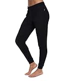 Woolly Clothing Damen-Jogginghose aus Merinowolle, feuchtigkeitsableitend, atmungsaktiv, geruchshemmend, schwarz, XX-Larg