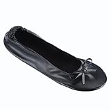 Ballerinas für Damen, bequem, Ballerinas, kleine Absätze, flache Schuhe für Damen, Schleife, faltbar, atmungsaktiv, flache Schuhe, gekreuzte Riemen, gestrickt, Flats, Le Noir A, 38.5 EU