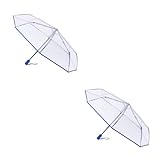 SOIMISS 2 Stück Vollautomatischer Dreifacher Transparenter Regenschirm Kleiner Faltschirm Mini Regenschirme Tragbarer Werbeschirm Reiseschirm Stoffmaterial Poly