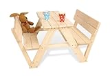 PINOLINO Kindersitzgarnitur Nicki für 4 mit Lehne, aus massivem Holz, 2 Bänke mit Rückenlehne, 1 Tisch, empfohlen ab 2 Jahren, N