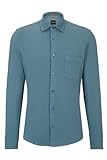 BOSS Herren Mysoft 2 Stückgefärbtes Slim-Fit Hemd aus Baumwoll-Jersey Hellgrün M