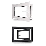 Kellerfenster - Kunststoff - Fenster - innen weiß/außen anthrazit - BxH: 60 x 40 cm - 600 x 400 mm - DIN Links - 3 fach Verglasung - 60