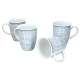 Ritzenhoff & Breker Nordic Ellen Kaffeebecher 4-er Set Hellblau I Tee- & Kaffee-Tasse 250 ml I Porzellan-Becher mit Henkel I hochwertiges Marken-Porzellan mikrowellengeeignet & spülmaschinengeeig