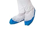Schuhüberzieher Einweg mit Antirutschsohle Blau | 50 Stück - Onesize bis Schuhgröße 49 | wasserabweisende Überschuhe für drinnen & draußen | Reißfeste und durchriebsichere Üb