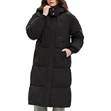 PUFFIT Damen Winter Mantel mit Kapuze Warmer Wasserdicht Lang Jacke Steppmantel F