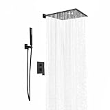 Unterputz-Brausegarnitur, Wand-Duschanlage, Badezimmer-Brausegarnitur,40X40cm Duschset ohne Armatur chrom Duschstangeset Duschsäuleset Schw