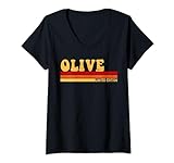 Damen Olive Name Personalisierte Süße Idee Frauen Vintage Olive T-Shirt mit V