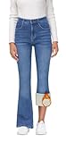 KDF Damen Flare Fleece Gefütterte Jeans Thermo-Fleece Hohe Taille Glockenhose Jeans Winter Warme Fleece-Hose, #3_Hellblau (warmes Fleece gefüttert), 44