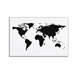 YBHF Weltkarte Schwarz-Weiß-Poster, Wandkunstdruck, Retro-ästhetische Raumdekoration, Malerei, Leinwand, Poster für Zuhause und Büro, Dekorationen, 20 x 30 cm, ung