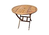 XXS® Akazie Holz Gartentisch mit Schirmloch | rund | FSC® 100% zertifiziert | hochwertiges massives Akazienholz für Garten | 90