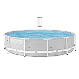 Intex Prismen-Stahlrahmen, oberirdischer Pool mit 3-lagigem Einsatz und Typ A und C Poolfilter-Pumpen-Kartusche, 30 x 76