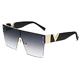 Johiux Große Quadratische Mode Sonnenbrillen, Übergroße Schwarze Sonnenbrillen für Männer und Frauen,Randlose Eckige Sonnenbrille Herren Damen Party B