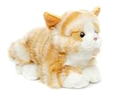 Uni-Toys - Katze mit Stimme (braun-weiß), liegend - 20 cm (Länge) - Plüsch-Kätzchen - Plüschtier,