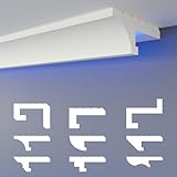 HEXIMO LED-Schattenfugenprofil Stuckleisten, indirekte Beleuchtung XPS-Styropor-Trockenbau-Deckenstuck dekorative Bau-Licht-Deckenleisten (1,7 Meter HLED 14)