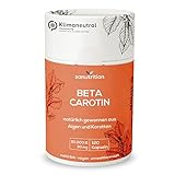 Beta Carotin aus Alge 50.000 IE Vitamin A pro Kapsel | 120 Kapseln | Hochdosiert | aus Dunaliella-salina-Alge und Karotten-Extrakt | gute Bioverfügbarkeit und Verträglichkeit | Veg