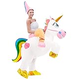 Tacobear Aufblasbare Einhorn Kostüm für Erwachsene Fasching Karneval Halloween Kostüm Trag Mich Kostüm Aufblasbare Reiter Kostüm für Damen Herren mit H