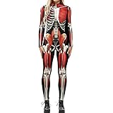 MODSGUE Halloween Kostüm Damen Skelett Cosplay Overall Vampir Zombie Hexen Zauberin Bodysuit Faschingskostüme für Erwachsene Karneval Maskerade Jumpsuit Play