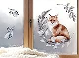 wolga-kreativ Fenster Fensterbilder Glasdekorfolie Motiv Fensterfolie FenstertattooWinter Weihnachten Advent Fuchs Aufkleber Fenster wiederverwendbar Kinderzimmer Dek