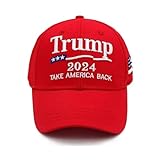 Trump 2024 Hut Donald Trump Hat 2024 Keep America Great Hat MAGA Camo bestickt Verstellbare Baseballkappe für Damen und Herren, rot, 22-22.83