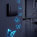 HGDESIGN® Wandtattoo Leuchtend Wandaufkleber leuchtsticker Blau Schmetterling Wohnzimmer Schlafzimmer Wanddeko (Variante A)