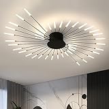 RRBEST LED Deckenleuchte Wohnzimmer,Wohnzimmerlampe Moderne Minimalistische Deckenlampe Innen Dekorative Deckenbeleuchtung für Wohnzimmer, Schlafzimmer und Büro(42 Köpfe, Schwarz)