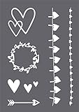 Rayher 45128000 Schablonen Set Herz mit selbstklebender Siebdruck-Schablone und Rakel für Papiergestaltung, Scrapbooking und Textiles Gestalten, A4