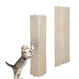 Wand Katzenkratzbrett mit 2 verschiedenen Seiten 80 x 27 cm - 2er Set - Sisal und Plüsch Katzen Kratzecke zum Legen oder Hängen - Kratzmatte zur Krallenpflege für die Wandmontage geeig