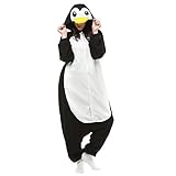 LABULA Onesie tierkostüme Damen Herren Pyjama Animal Halloween Schlafanzug Cosplay Jumpsuit Karneval Einteiler,D-Schwarz,XL