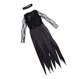 BESPORTBLE Halloween Geisterbraut Kostüm Für Damen Gruselige Vampirkleidung Mit Netzstoff Für Karneval Mottoparty Und Halloweenfeiern Dekorative Partykleidung