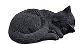 stoneandstyle Steinfigur Schwarze Katze schlafend, eingerollt, frostfest bis -30°C, massiver Steing